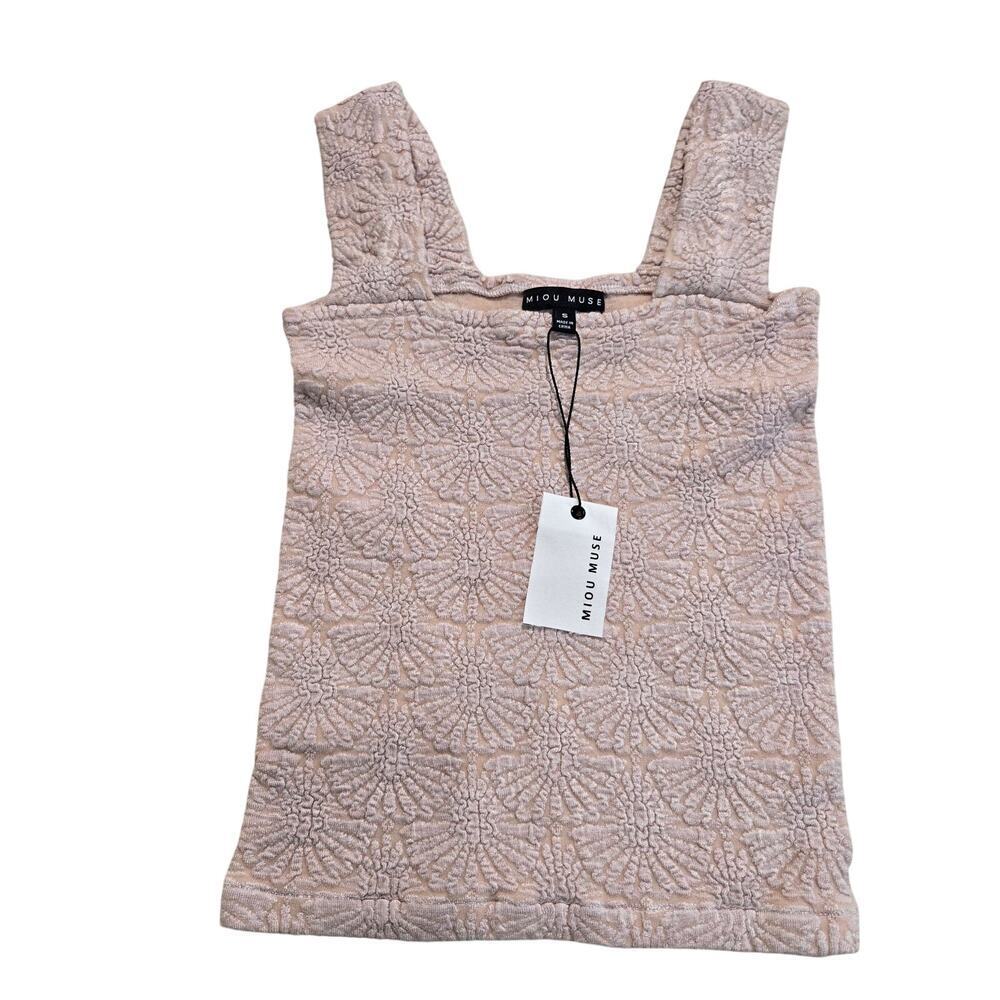 NWT Miou Muse Cropped Jacquard Tank Top Cami Size S Coquette Y2K